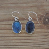 Boucles d'oreilles argent pierre ovale facettée en Labradorite (bleu)