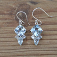 Petites boucles en argent et 4 pierres facettées en Topaze bleue (bleu)