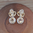 Petites boucles chics 4 pierres en Citrine et argent