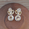 Petites boucles chics 4 pierres en Citrine et argent (jaune)