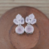 Petites boucles chics 4 pierres en Quartz rose et argent (rose)