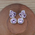 Petites boucles chics 4 pierres en Améthyste et argent