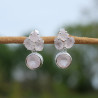Petites boucles chics 4 pierres en Quartz rose et argent (rose)