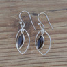 Boucles d'oreilles navettes ajourées argent et Quartz fumé (brun)