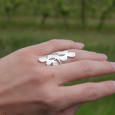 Longue bague en argent et 8 morceaux de Nacre (blanc) T53