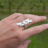 NEW ! Longue bague en argent et 8 morceaux d'Abalone (multicolore)