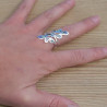 NEW ! Longue bague en argent et 8 morceaux d'Abalone (multicolore)