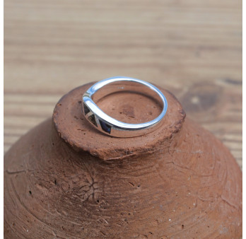 Anneau fin ondulé en argent et Abalone (multicolore) T49