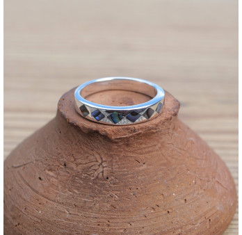 NEW ! Anneau fin mixte en argent et Abalone (multicolore)