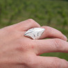 NEW ! Bague pointes en argent et Nacre blanche (blanc)
