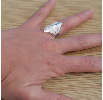 NEW ! Bague pointes en argent et Nacre blanche (blanc)