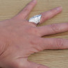 NEW ! Bague pointes en argent et Nacre blanche (blanc)