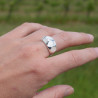 NEW ! Bague bombée en Nacre blanche et argent (blanc)