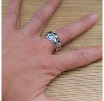Bague bombée en Abalone et argent (multicolore) T61