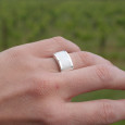 Bague en argent et Nacre blanche rectangulaire horizontale (blanc) T53/56/61 Bague en argent et Nacre blanche rectangulaire horizontale (blanc) T53/56/61