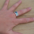 Bague en argent et Abalone rectangulaire horizontale (multicolore) T56/58