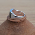 Bague en argent et Abalone rectangulaire horizontale (multicolore) T56/58