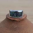 Bague en argent et Abalone rectangulaire horizontale (multicolore) T56/58
