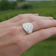 Bague ovale en argent et 5 morceaux de Nacre (blanc) T53/56/61