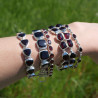 NEW ! Bracelet argent 8 grosses pierres carrées en Grenat (rouge)