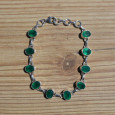 Bracelet en argent et 10 pierres ovales en Agate verte (vert)