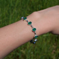 Bracelet en argent et 10 pierres ovales en Agate verte (vert)
