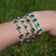 Bracelet en argent et 10 pierres ovales en Agate verte (vert)