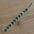 Bracelet en argent et 10 pierres ovales en Agate verte (vert)
