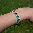 Bracelet en argent et 10 pierres ovales en Agate verte (vert)