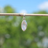 Petit pendentif navette en pierre Quartz rose et argent (rose)