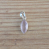 Petit pendentif navette en pierre Quartz rose et argent (rose)