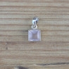 Petit pendentif carré en pierre Quartz rose et argent (rose)