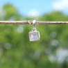 Petit pendentif carré en pierre Quartz rose et argent (rose)