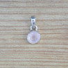 Petit pendentif rond en pierre Quartz rose et argent (rose)
