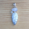 NEW ! Pendentif argent 3 pierres Agate dendrite Pierre de lune Topaze (blanc) (noir)