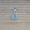 Petit pendentif goutte en pierre Calcédoine agua et argent (bleu)