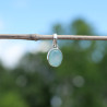 Petit pendentif ovale en pierre Calcédoine agua et argent (bleu)