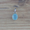Petit pendentif ovale en pierre Calcédoine agua et argent (bleu)