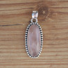 NEW ! Gros pendentif oblongue argent ciselé et pierre Quartz rose (rose)