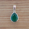 NEW ! Pendentif goutte en argent et pierre facettée en Agate verte (vert)