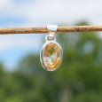 Pendentif argent et pierre facettée ovale en Citrine (jaune)