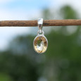 Petit pendentif ovale en pierre Citrine et argent (jaune)