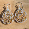 NEW ! Grandes boucles en goutte argent et 7 pierres gouttes en Citrine (jaune)
