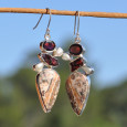 Longues boucles d'oreilles argent avec 5 pierres en Jaspe Perle de Culture Grenat (rouge)(blanc) Longues boucles d'oreilles argent avec 5 pierres en Jaspe Perle de Culture Grenat (rouge)(blanc)