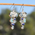 Boucles d'oreilles argent avec 6 pierres en Jaspe Lapis Topaze bleue
