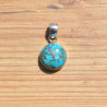 NEW ! Pendentif rond argent et Turquoise copper (bleu)