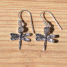 NEW ! Petites boucles d'oreilles argent libellule avec une pierre Labradorite