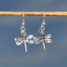 NEW ! Petites boucles d'oreilles argent libellule avec une pierre Labradorite