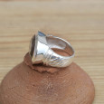 Bague horizontale argent et pierre ovale en Quartz fumé (brun) T57