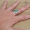 Bague monture double en argent et pierre Opaline du Pérou (bleu) (vert)